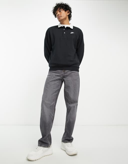 Nike - Club - Polotop met lange mouwen in zwart, 3 van 4