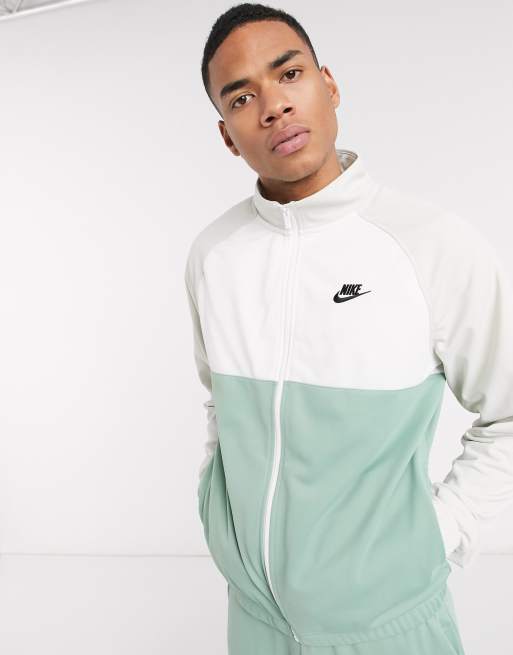 Nike green and white hot sale tracksuit