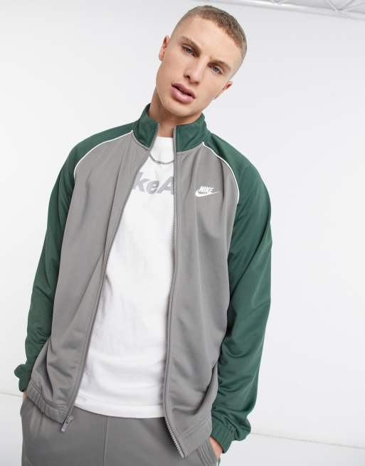 Grey and green sales nike tracksuit