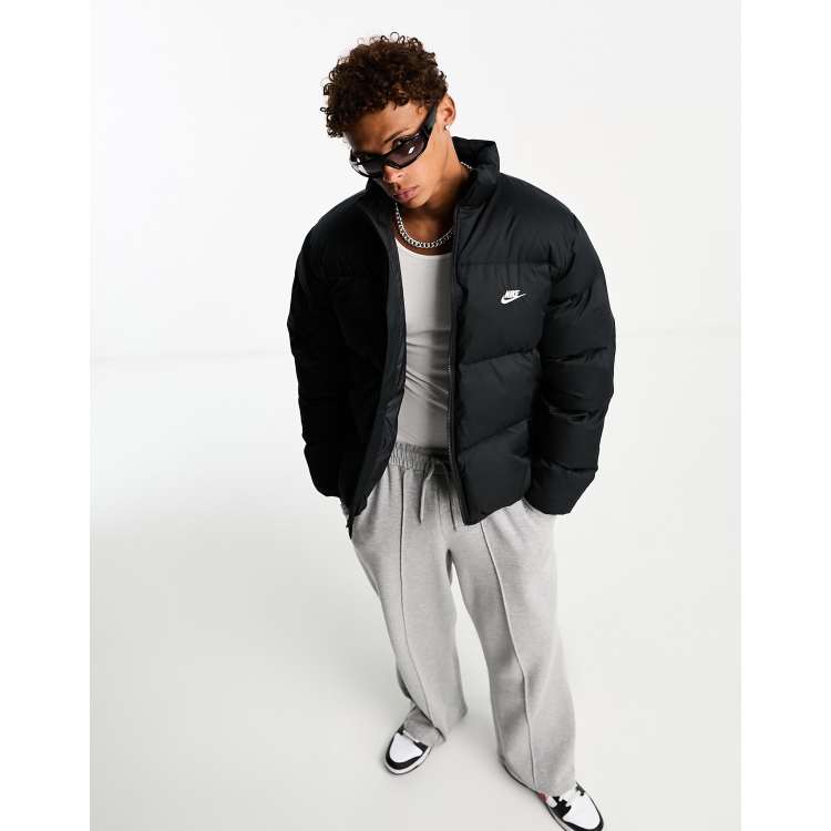 Black and white nike puffer jacket best sale