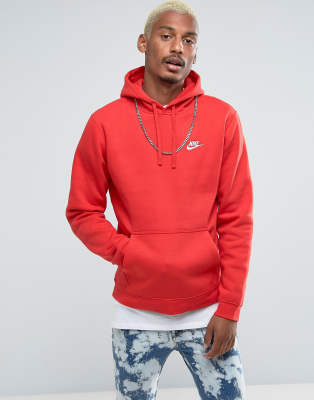 nike club red swoosh logo hoody