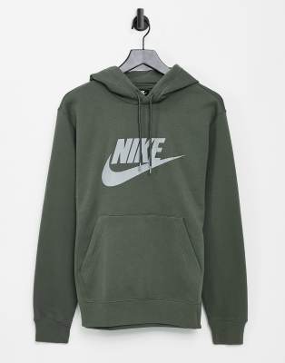 Nike Club Reflective Logo Hoodie In Khaki green ModeSens