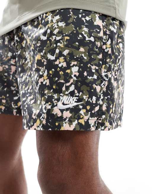 Nike Club Regrind speckled print shorts in khaki and white
