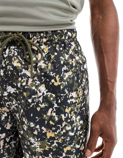 Nike Club Regrind speckled print shorts in khaki and white