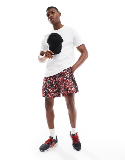 Nike Club Regrind speckled print shorts in red and white