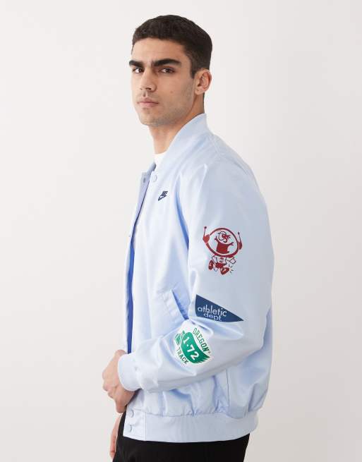 Nike Club Reissue varsity jacket in light blue, 2 of 5
