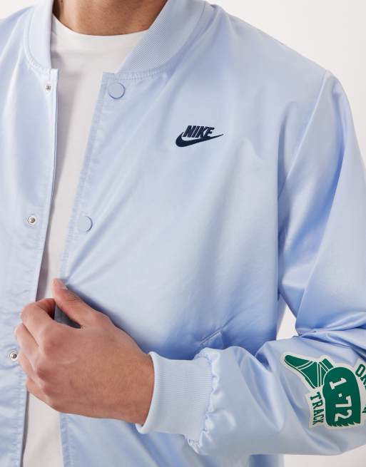Nike Club Reissue varsity jacket in light blue, 4 of 5