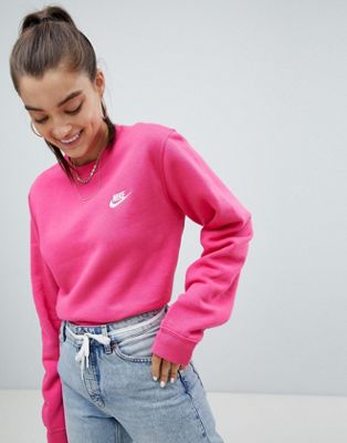Nike Club – Rosa sweatshirt med Swoosh-logga