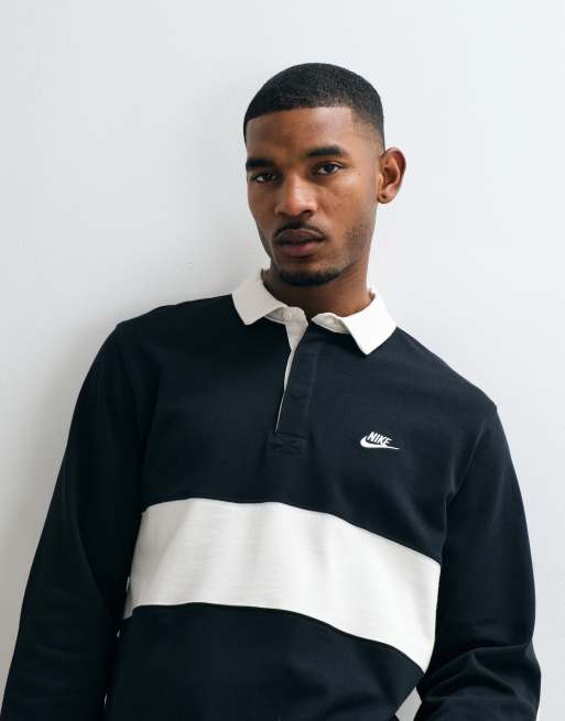 Nike Club rugby top in black and white , 2 of 5
