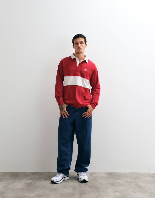 Nike Club rugby top in red and white , 2 of 5