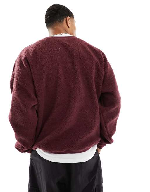 Nike Club sherpa winter sweatshirt in maroon ASOS