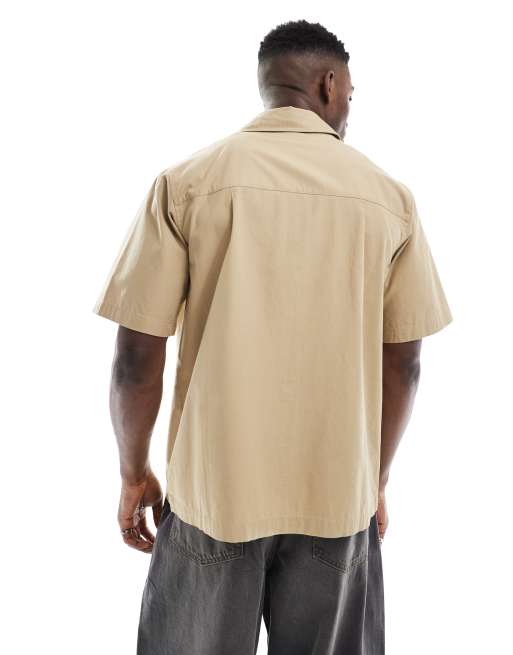 Nike Club short sleeve woven shirt in beige, 4 of 4