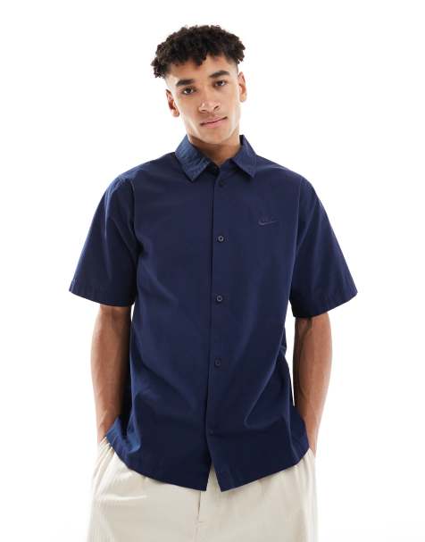 Nike Club short sleeve woven shirt in navy