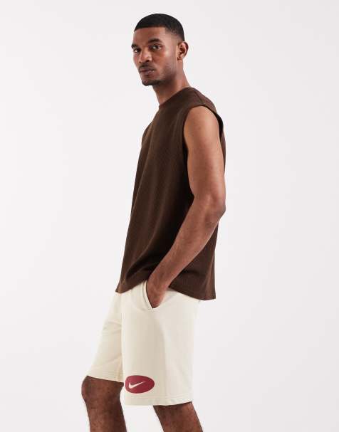 Nike - Club - Short van badstof met swoosh in beige - view 1