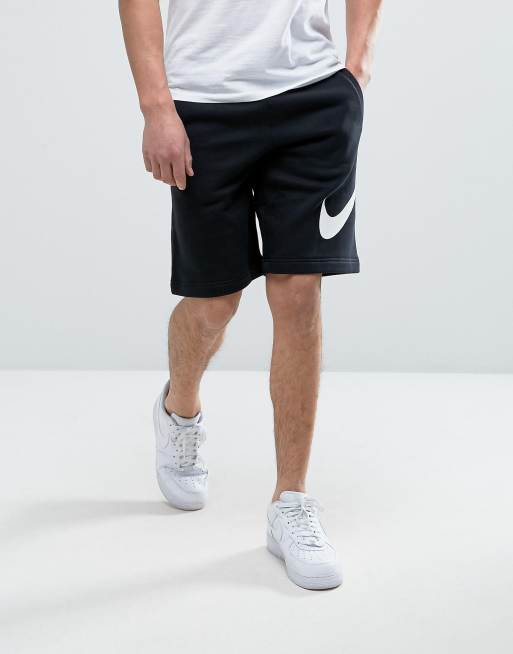 Nike Club Short with Large Swoosh in Black