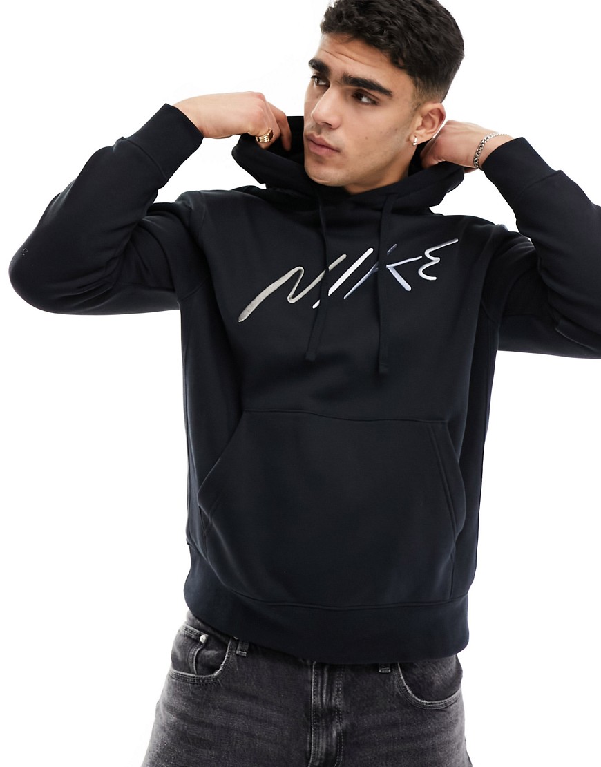 Nike Club+ Slogan Hoodie In Black