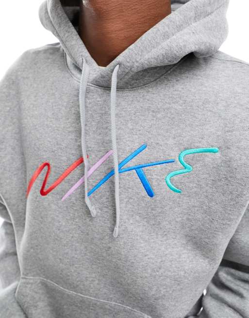 Nike Club + slogan hoodie in gray