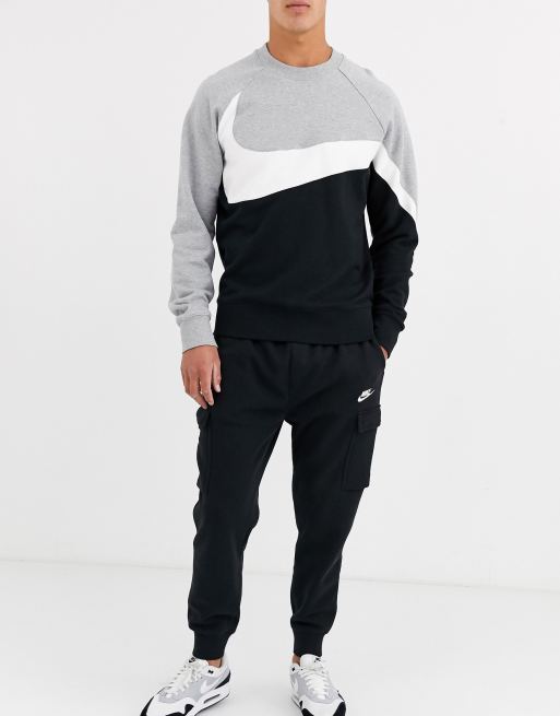 Nike - Club - Sorte cargo-joggingbukser med ribkant, 4 af 4