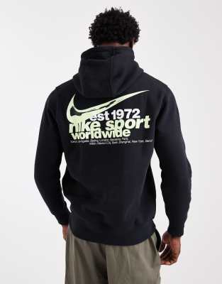 Nike Nike Club sport back print graphic hoodie in black