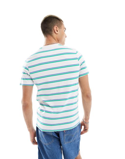 Nike Club striped T-shirt in white, blue and green | ASOS