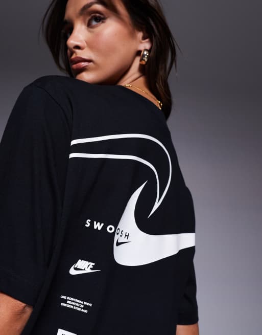 Nike – Club – Svart t-shirt i oversize med Swoosh-logga, 4 av 4