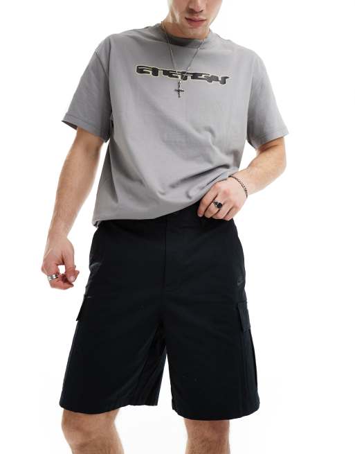 Nike – Club – Svarta, vävda cargoshorts