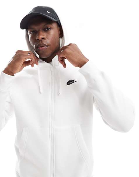 Nike - Club - Sweat à capuche à fermeture éclair en polaire - Blanc - view 1