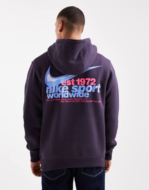 Nike - Club - Sweat à capuche avec imprimé style sport - Gris