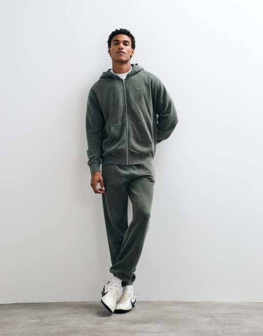 Nike Club sweat à capuche zippé intégral vert foncé délavé, 2 de 5