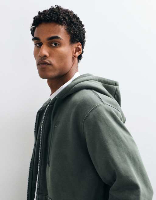 Nike Club sweat à capuche zippé intégral vert foncé délavé, 3 de 5