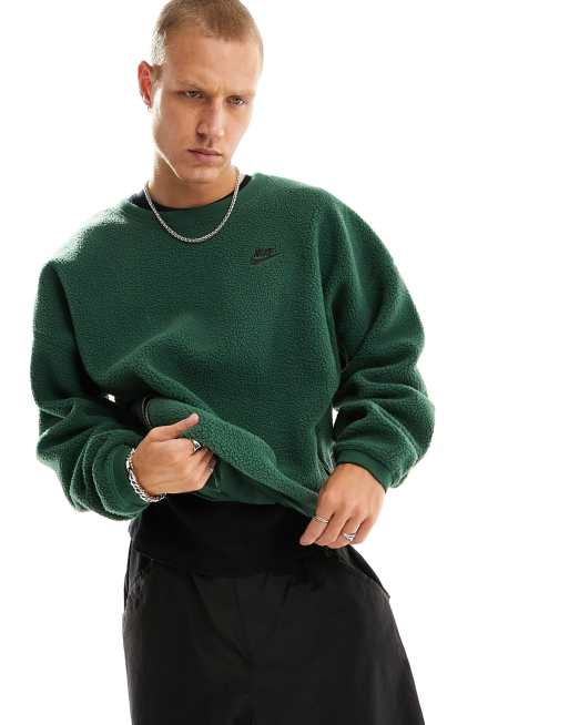 Nike Club Sweat d hiver en imitation peau de mouton Vert ASOS