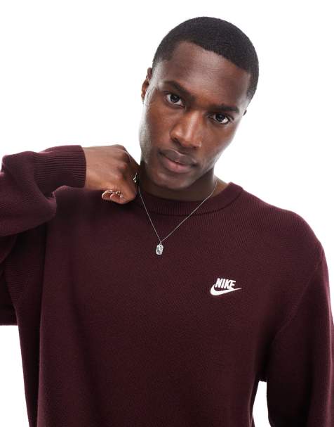 Nike - Club - Sweat ras de cou en maille - Bordeaux - view 1