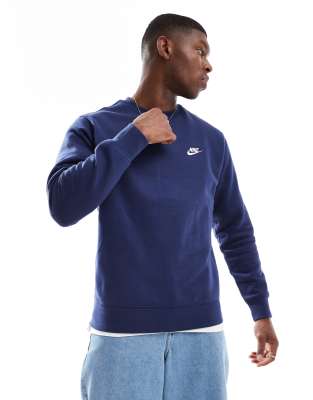Nike Club crew neck sweatshirt in midnight navy - ASOS Price Checker