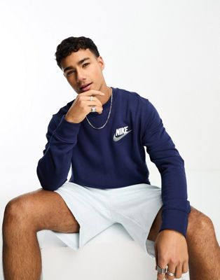 Nike Club fleece crew neck sweatshirt in navy - ASOS Price Checker