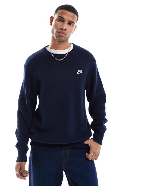 Nike – Club – Sweatshirt in dunklem Marineblau mit Rundhalsausschnitt  