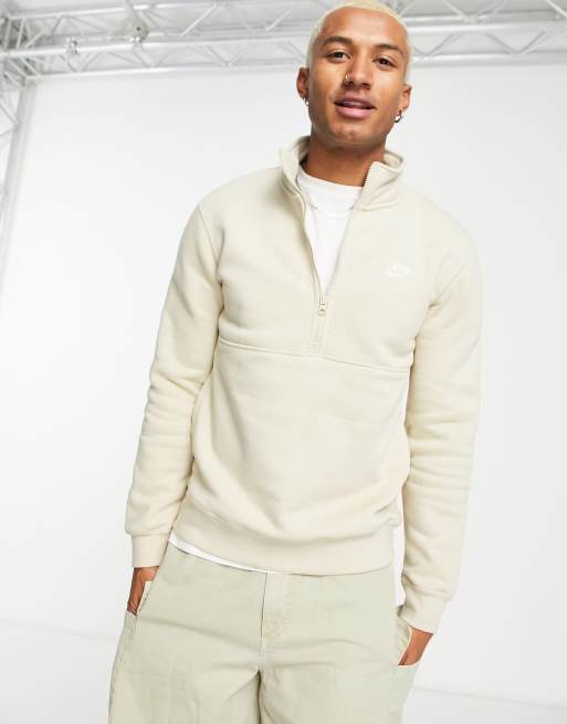Nike – Club – Sweatshirt in Rattan mit kurzem 1/4-Reißverschluss