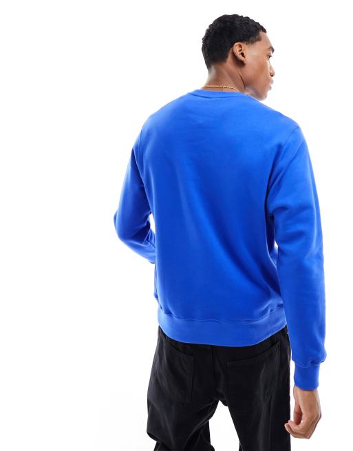 Plain blue crew discount neck