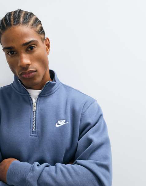 Nike Club sweatshirt med halv lynlås i blå - view 1