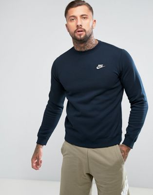 Nike - Club - Sweatshirt met Swoosh en ronde hals in marineblauw 804340-451