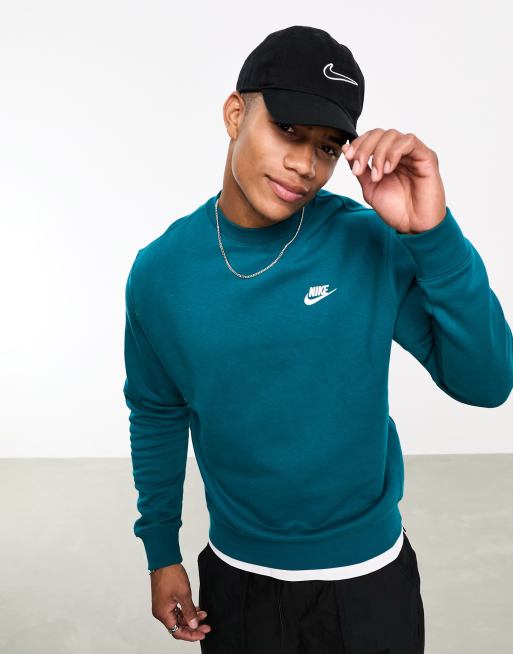 Nike - Club - Sweatshirt van fleece met ronde hals in groenblauw