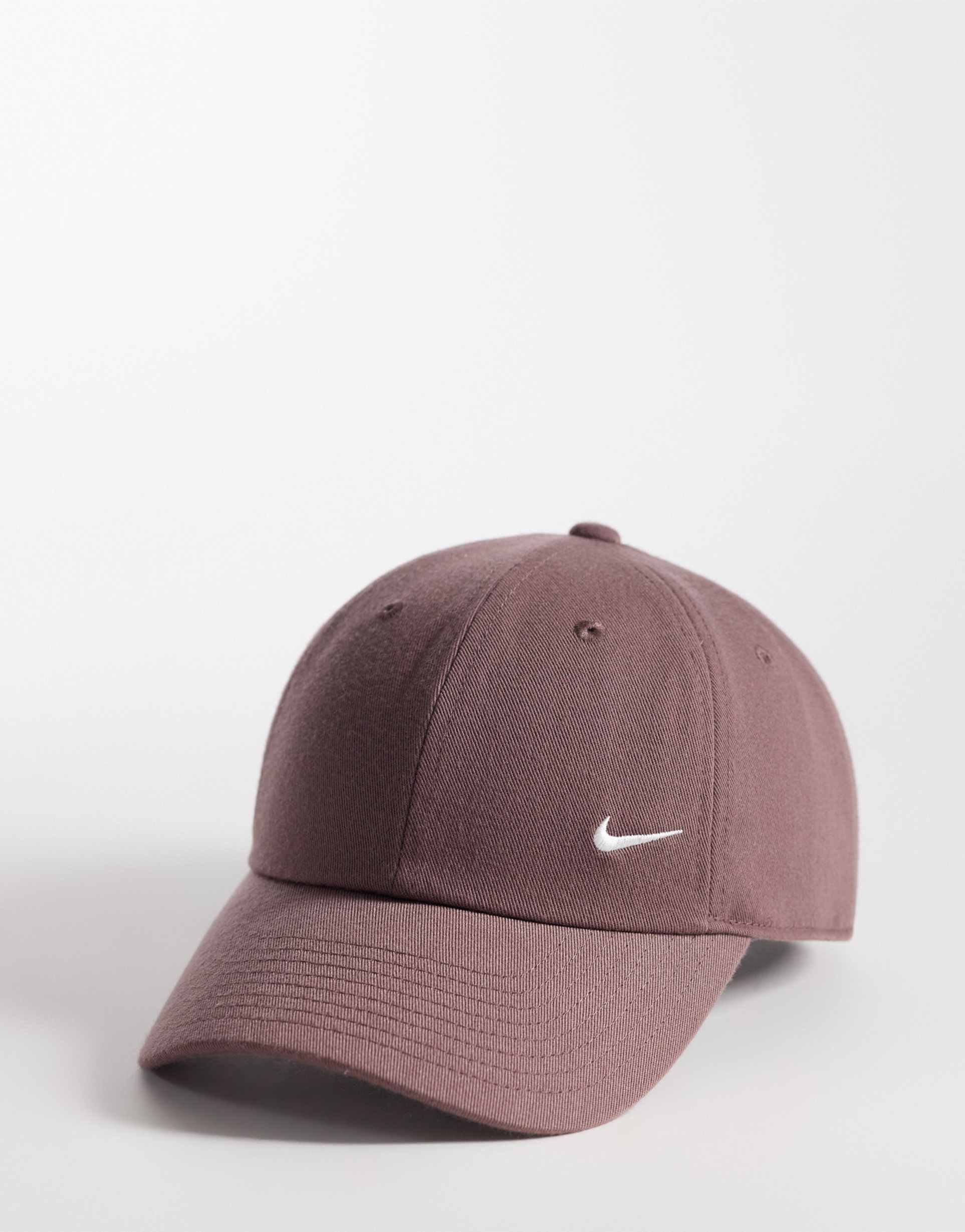 nike club swoosh cap in brown