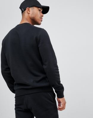 nike club swoosh crew sweatshirt in black