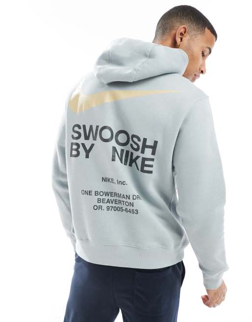 Nike - Club Swoosh - Grå hættetrøje med grafisk print på ryggen