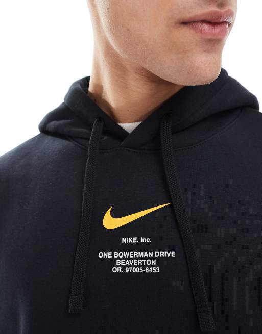 Nike Club Swoosh graphic backprint hoodie in black, 3 of 4