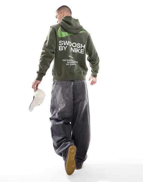 Nike Club Swoosh graphic backprint hoodie in khaki - view 1