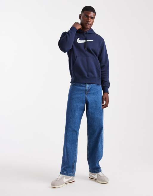 Nike Club Swoosh logo hoodie in navy, 2 of 5