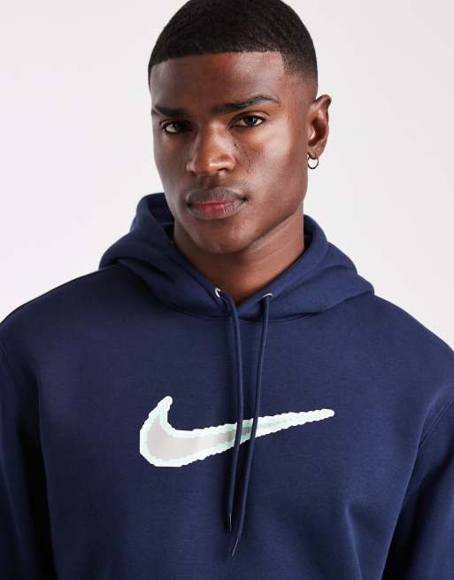 Nike Club Swoosh logo hoodie in navy, 4 of 5