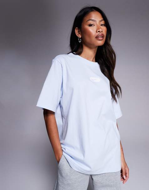 Nike Club Swoosh oversized t-shirt in light blue - view 1