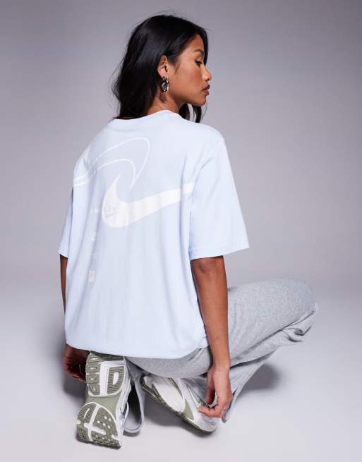 Nike Club Swoosh oversized t-shirt in light blue ASOS