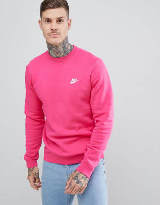 nike club swoosh sweatshirt in pink